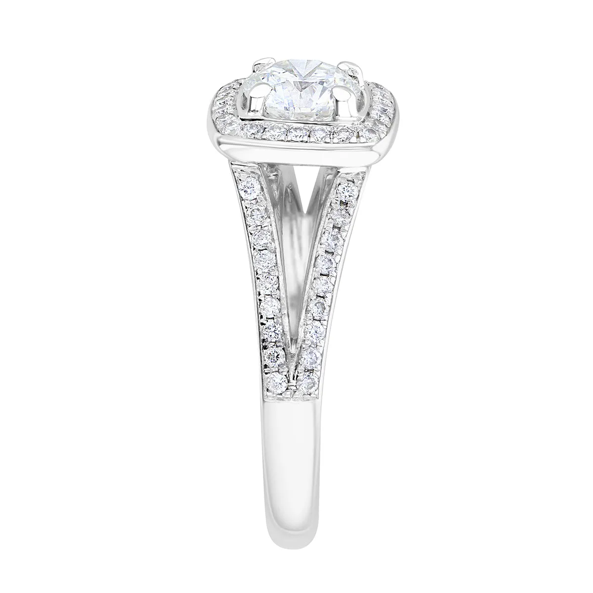 1.00ct Diamond Split Shoulder Halo Engagement Ring | Pre-Loved | Platinum