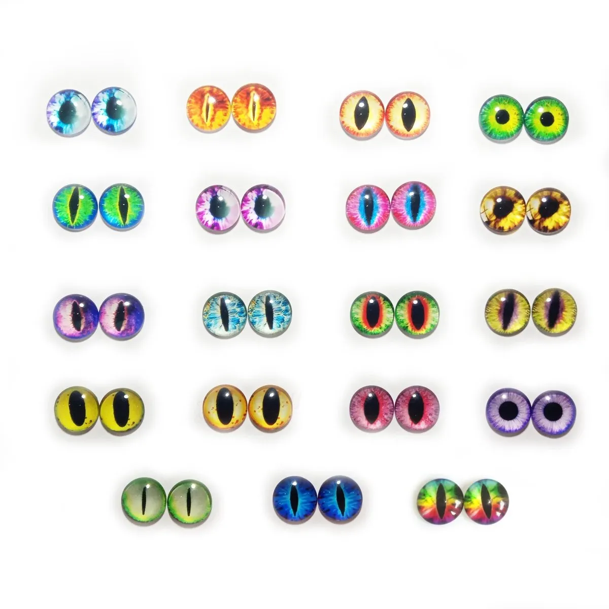 10pcs 6mm 8mm 10mm 12mm Glass Eyes Cabochon Lizard Cat Frog Animal Flat Dome Eye