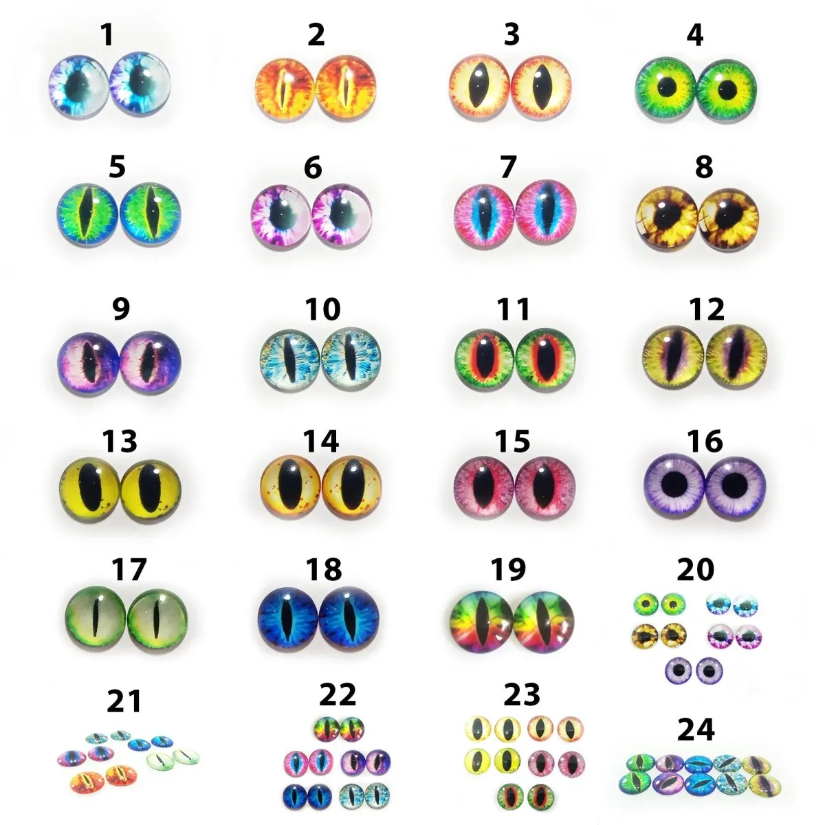 10pcs 6mm 8mm 10mm 12mm Glass Eyes Cabochon Lizard Cat Frog Animal Flat Dome Eye
