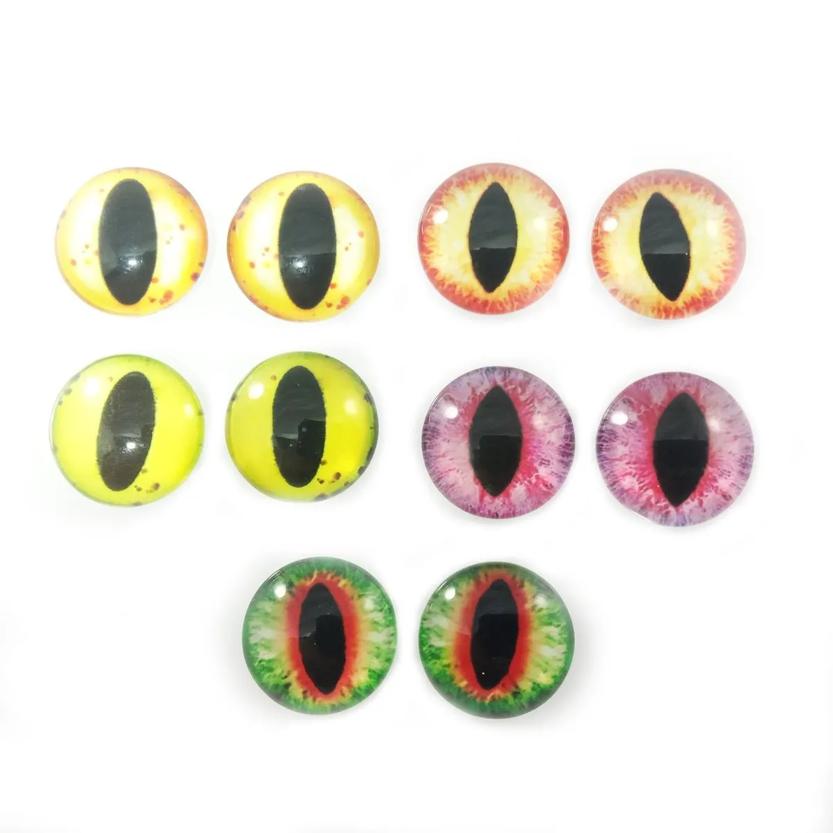 10pcs 6mm 8mm 10mm 12mm Glass Eyes Cabochon Lizard Cat Frog Animal Flat Dome Eye