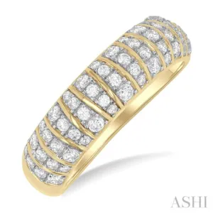 1/2 ctw Ribbed Dome Shape Round Cut Diamond Fashion Ring in 10K Yellow Gold