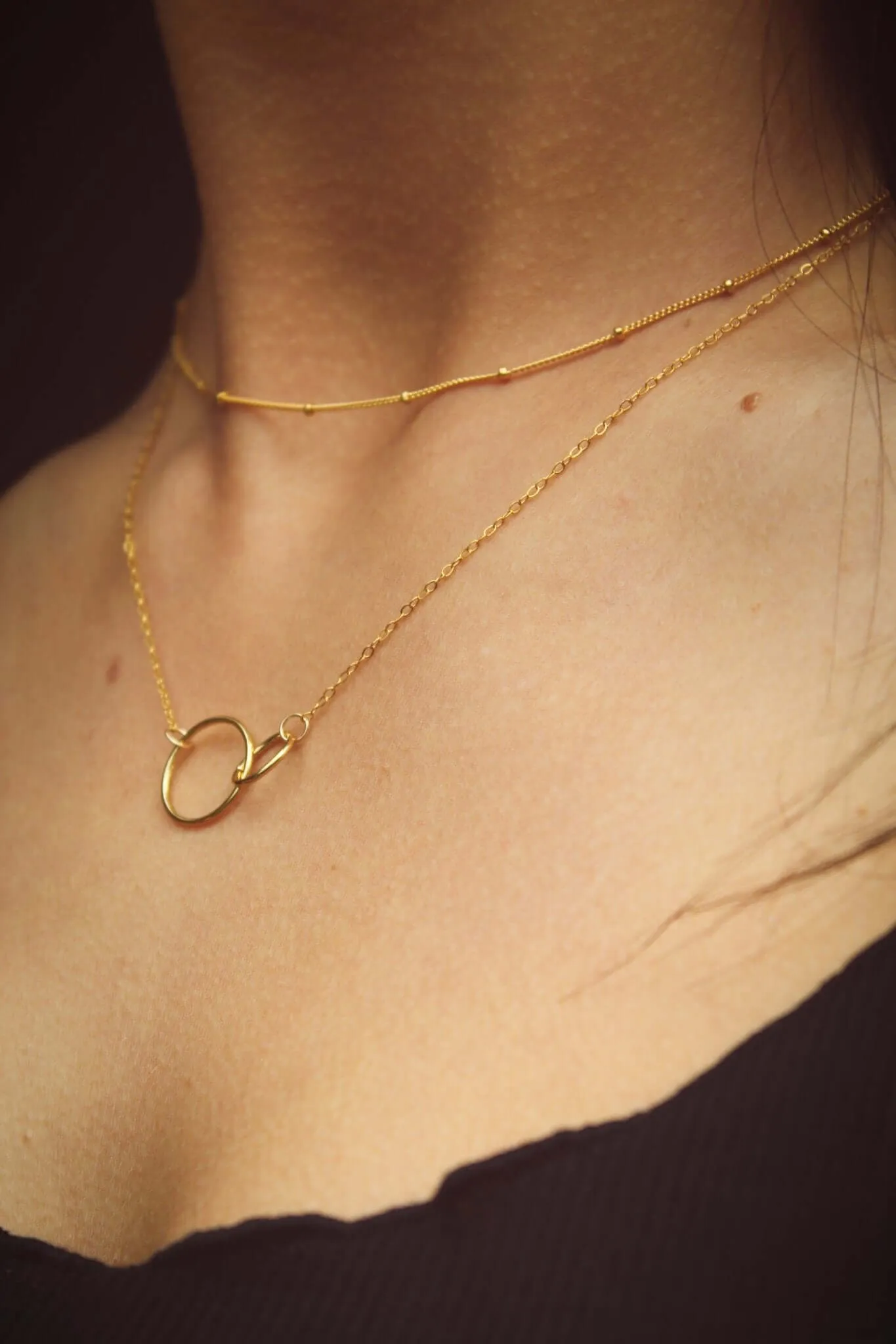 14K Gold Interlocking Rings Necklace