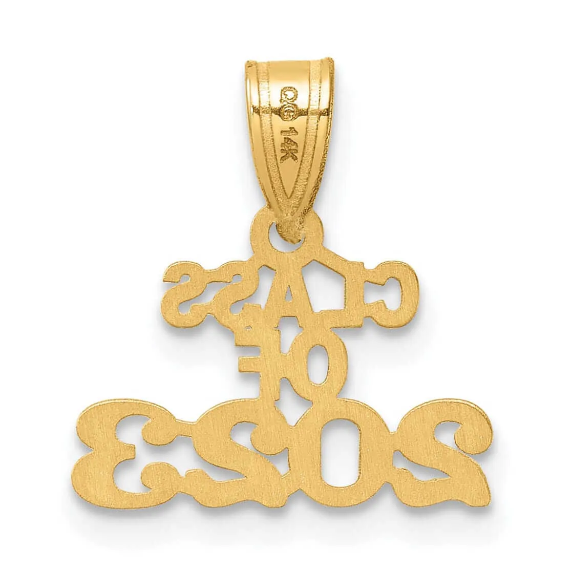 14K Polished Block Shape CLASS OF 2023 Charm