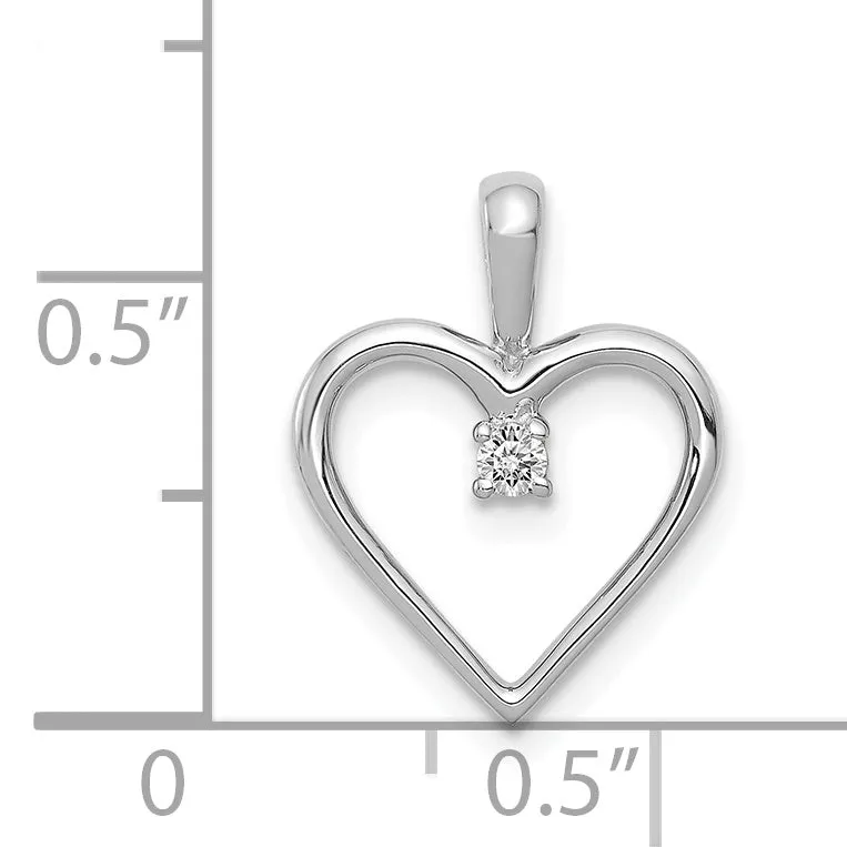 14k White Gold l1 Clarity G-I Color .03ct. Diamond Heart Pendant