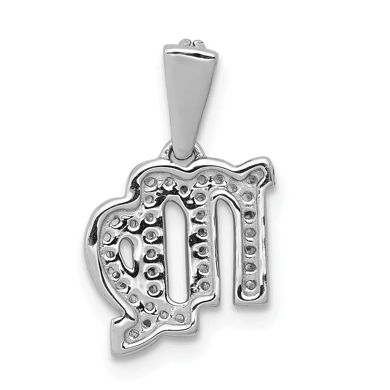 14k White Gold Polished Finish with Diamonds Virgo Zodiac Charm Pendant