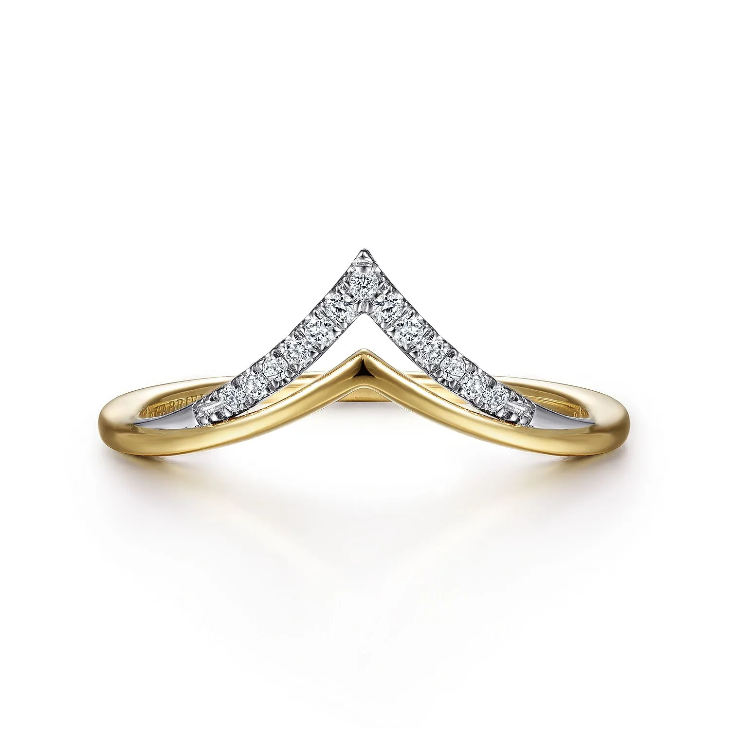 14K White-Yellow Gold Diamond Chevron Ring LR51826M45JJ