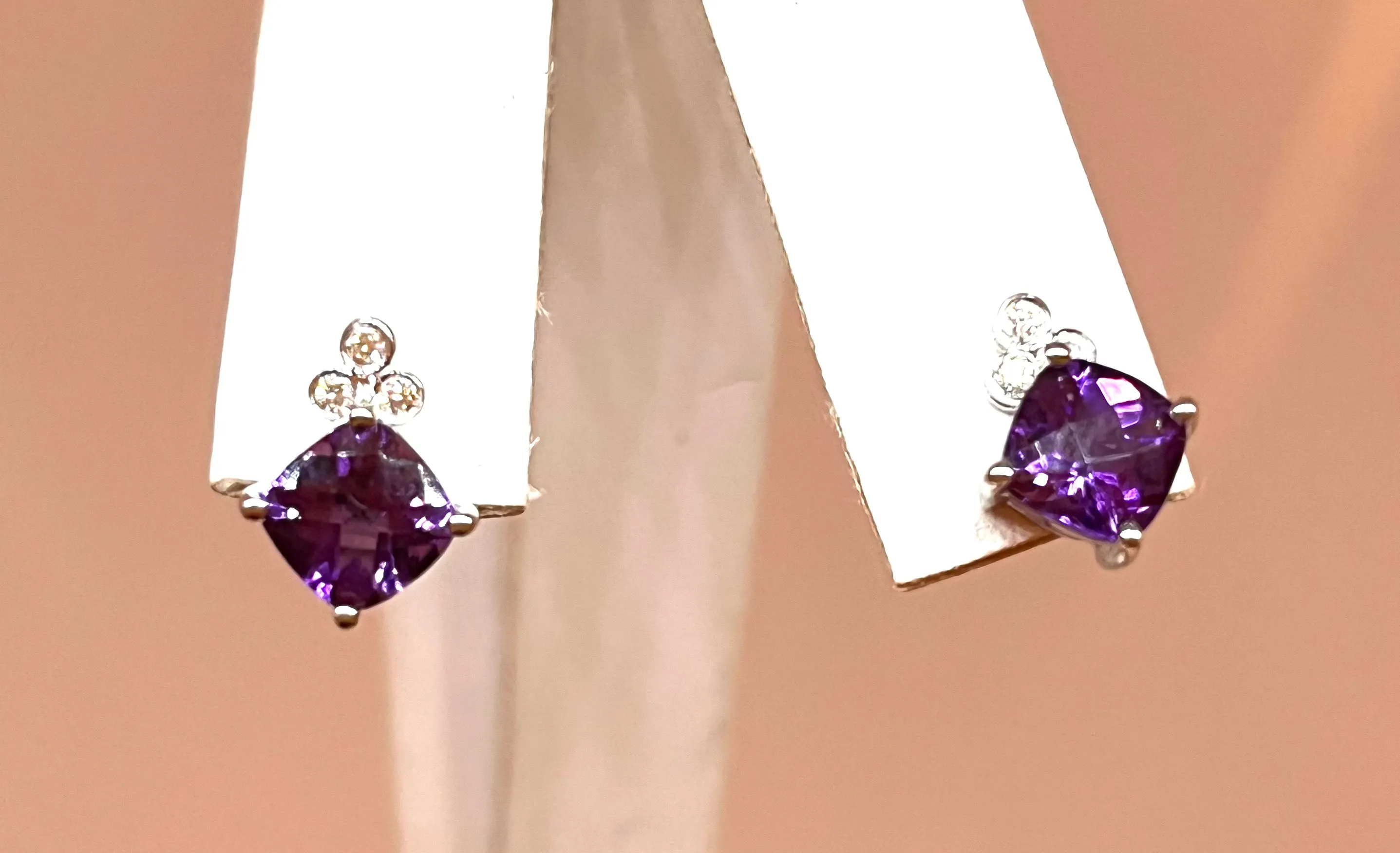 14kt White Gold Amethyst and Diamond Earrings