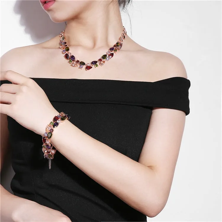 17cm Fashion Mona Lisa Rose Gold Colorful Zircon Bead Bracelets, 17cm