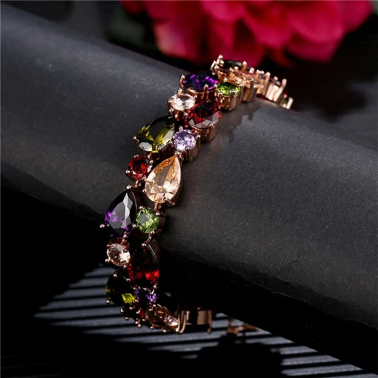 17cm Fashion Mona Lisa Rose Gold Colorful Zircon Bead Bracelets, 17cm