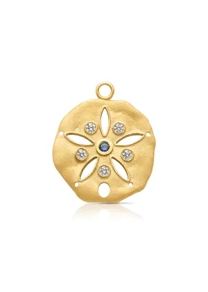 18KY Sand Dollar with Diamond and Sapphire