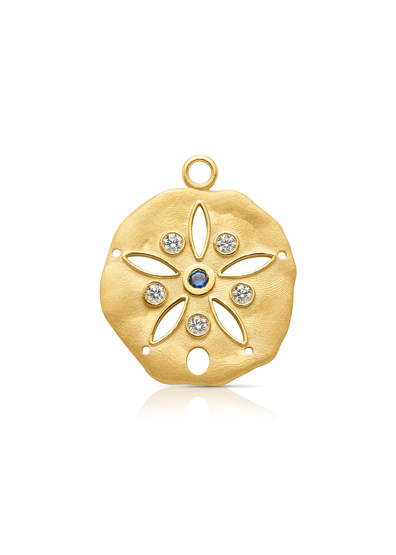 18KY Sand Dollar with Diamond and Sapphire