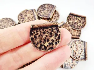 3 Black Bronze Gold  Patina Hammered Semi Circle Statement Spacer Bead Pendants