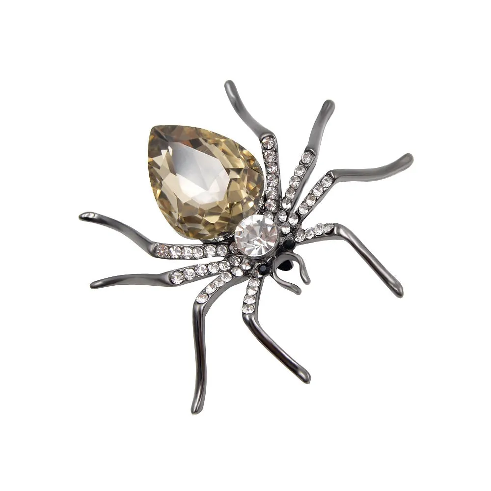 3 Colors Choose Crystal Spider Brooches for Women