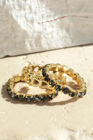 3 Piece Heart Shaped Pave Crystal Ring Set