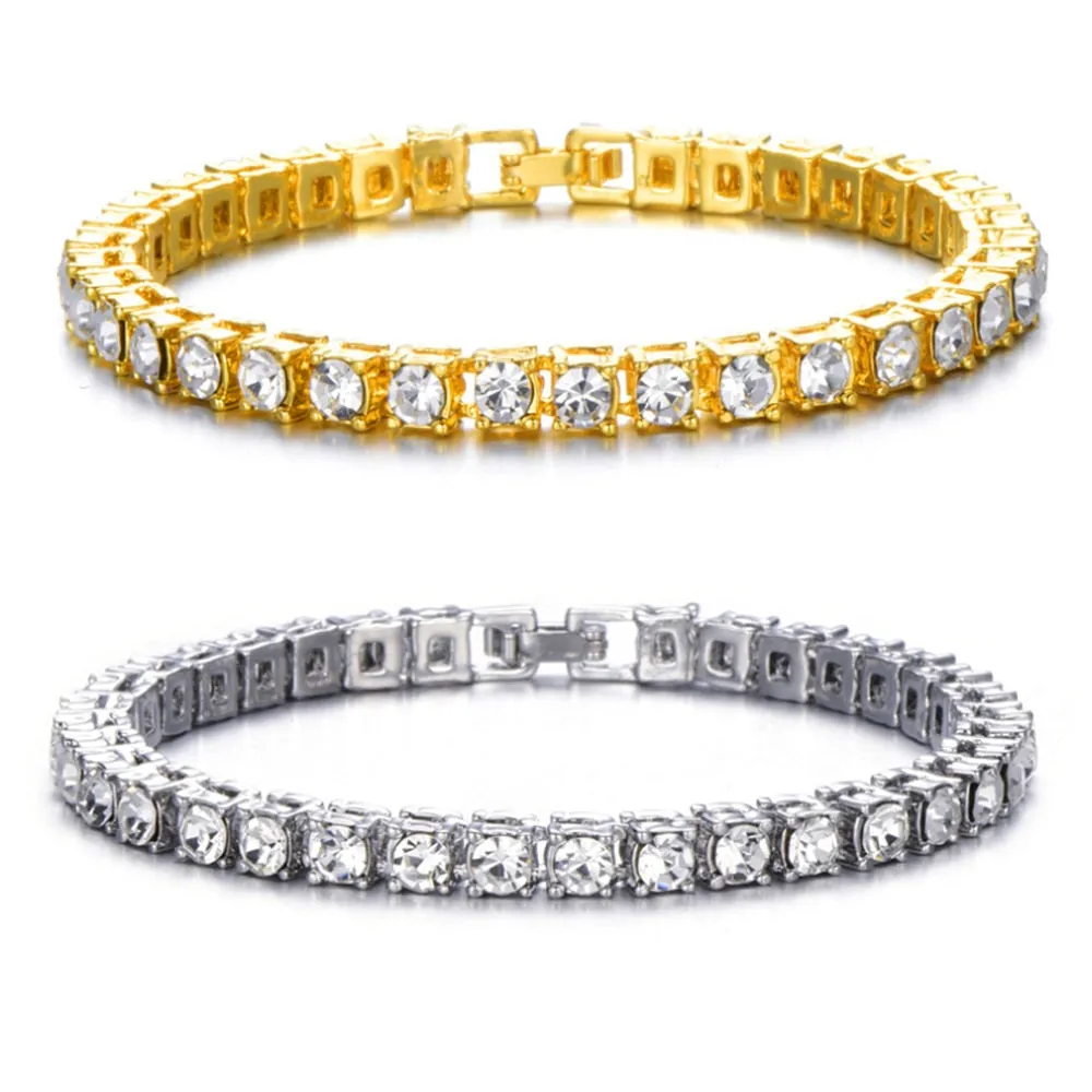 4mm 1 Row Shiny Tennis Chain Necklace Men Hip Hop Iced Out Bling CZ Necklace
