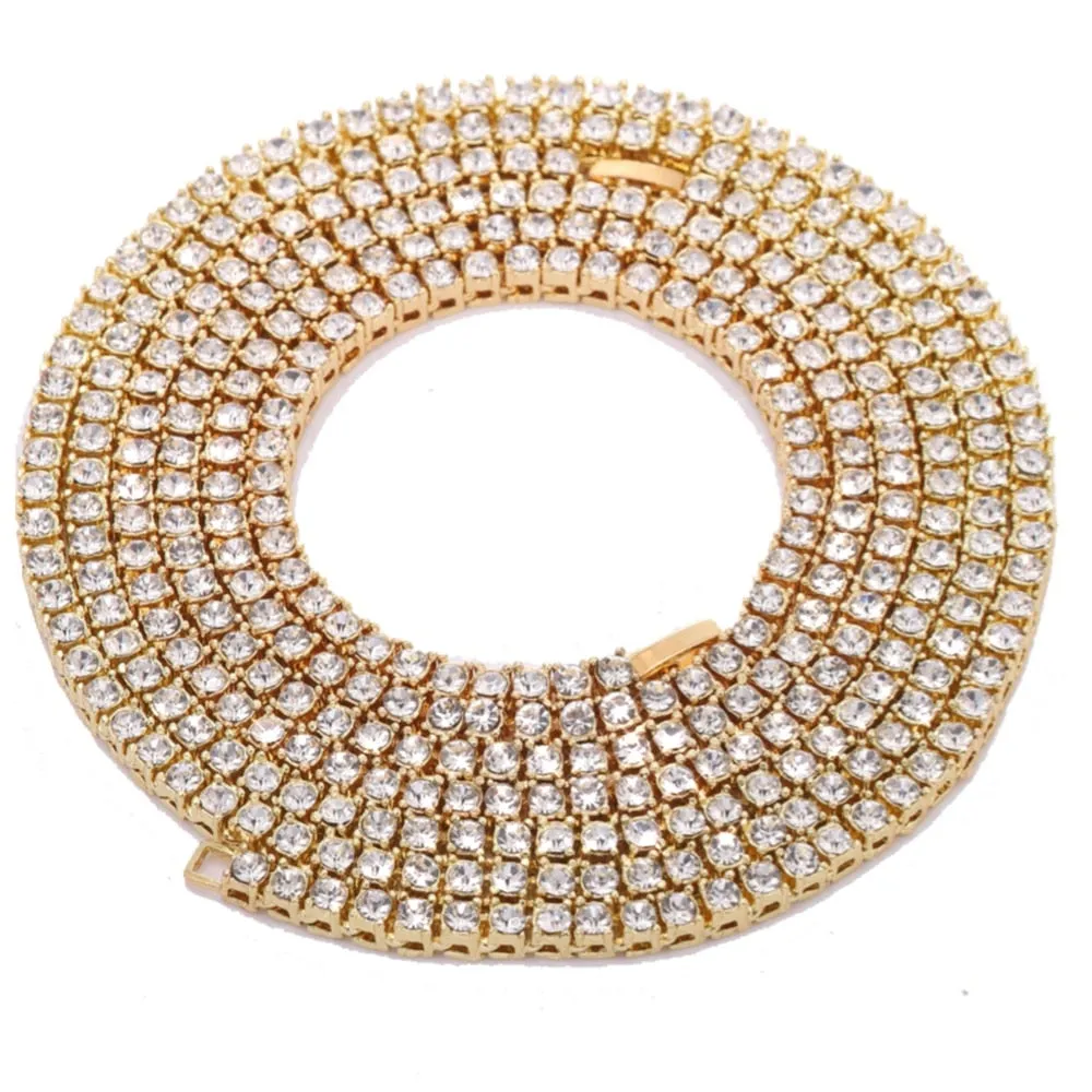 4mm 1 Row Shiny Tennis Chain Necklace Men Hip Hop Iced Out Bling CZ Necklace