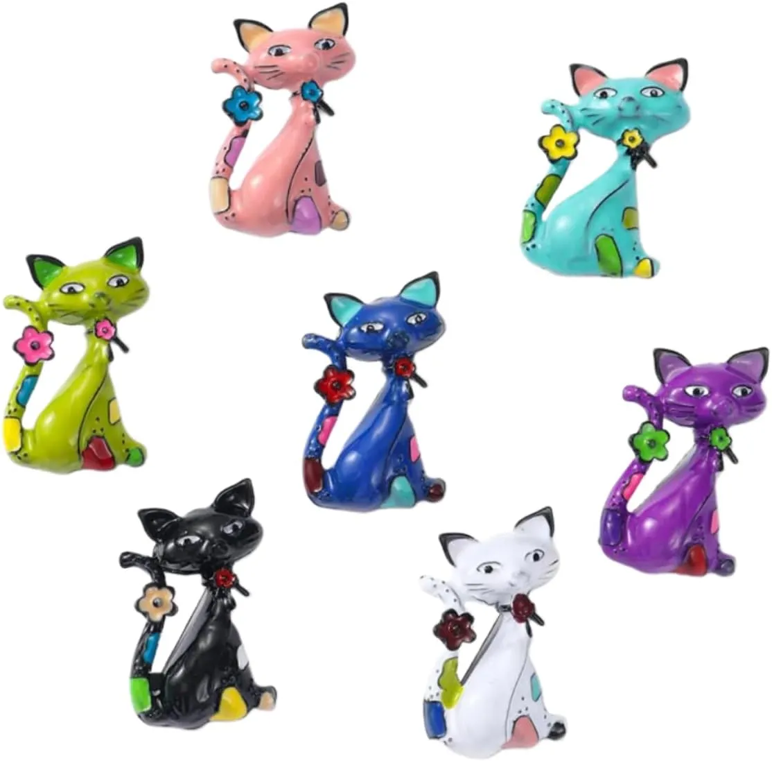 7Pcs Set Cat Brooch Pins Enamel Cat Pins Cute Animal Broochs Lapel Pins Accessory for Backpacks Badges Hats Bags