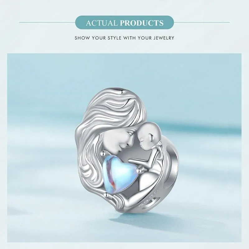 925 Sterling Silver Love Heart Pendant Necklace For Mother And Child