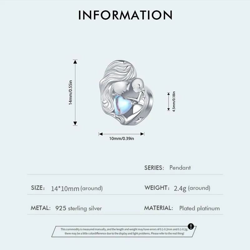 925 Sterling Silver Love Heart Pendant Necklace For Mother And Child