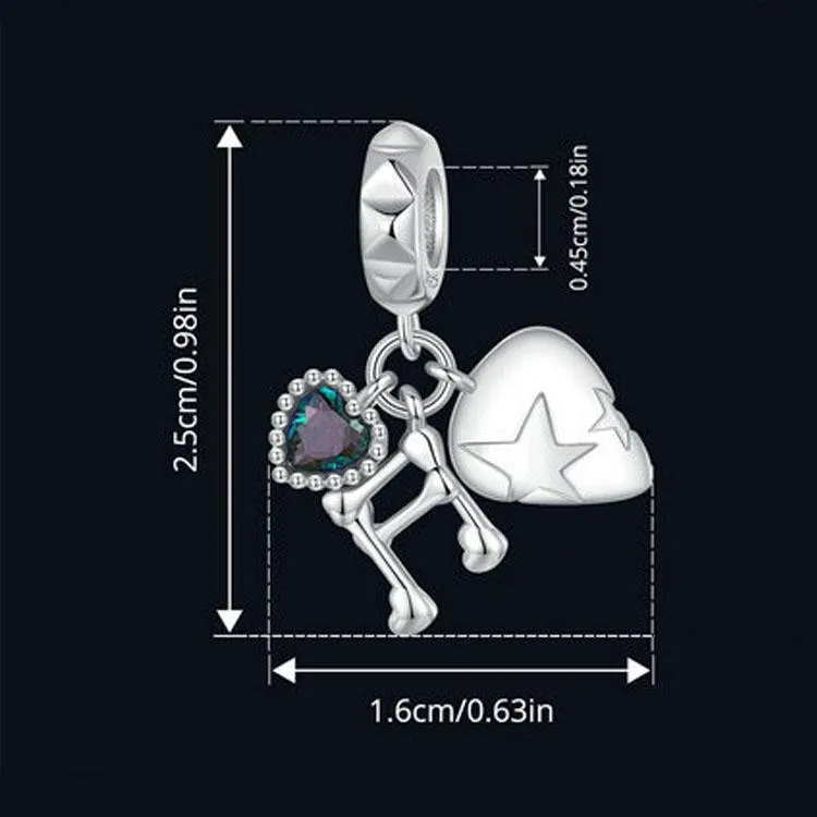925 Sterling Silver Platinum Note Beaded Pendant