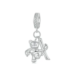 925 Sterling Silver Platinum Plated Bear Bracelet