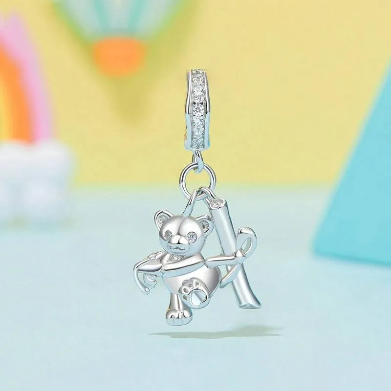 925 Sterling Silver Platinum Plated Bear Bracelet