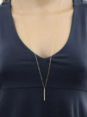 Accent Vertical Bar Flat Beaded Long Necklace