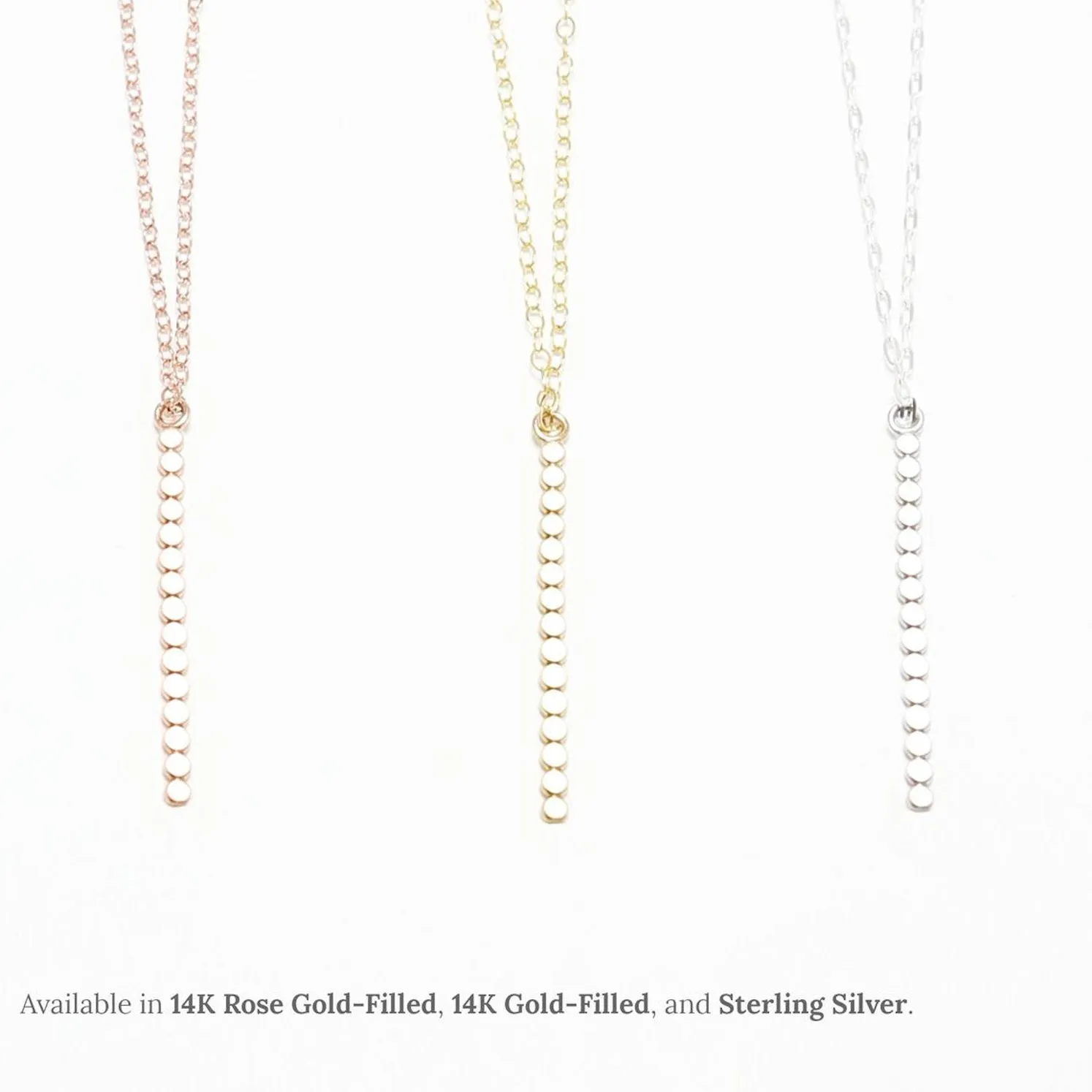 Accent Vertical Bar Flat Beaded Long Necklace