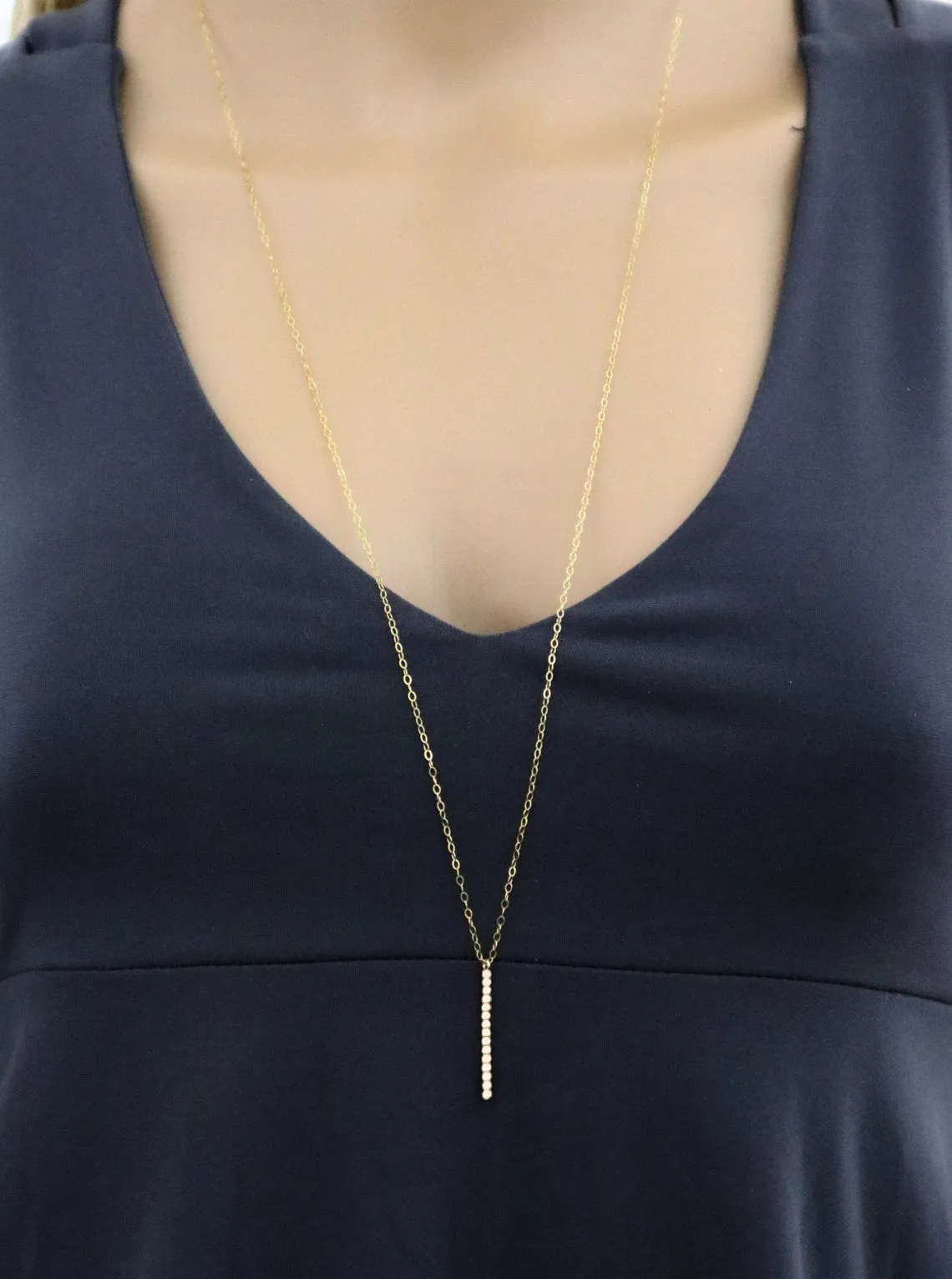 Accent Vertical Bar Flat Beaded Long Necklace