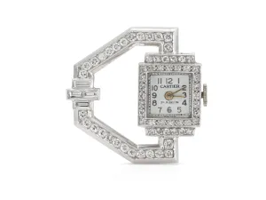 Antique Art Deco 1920s Cartier Diamond Watch Clip