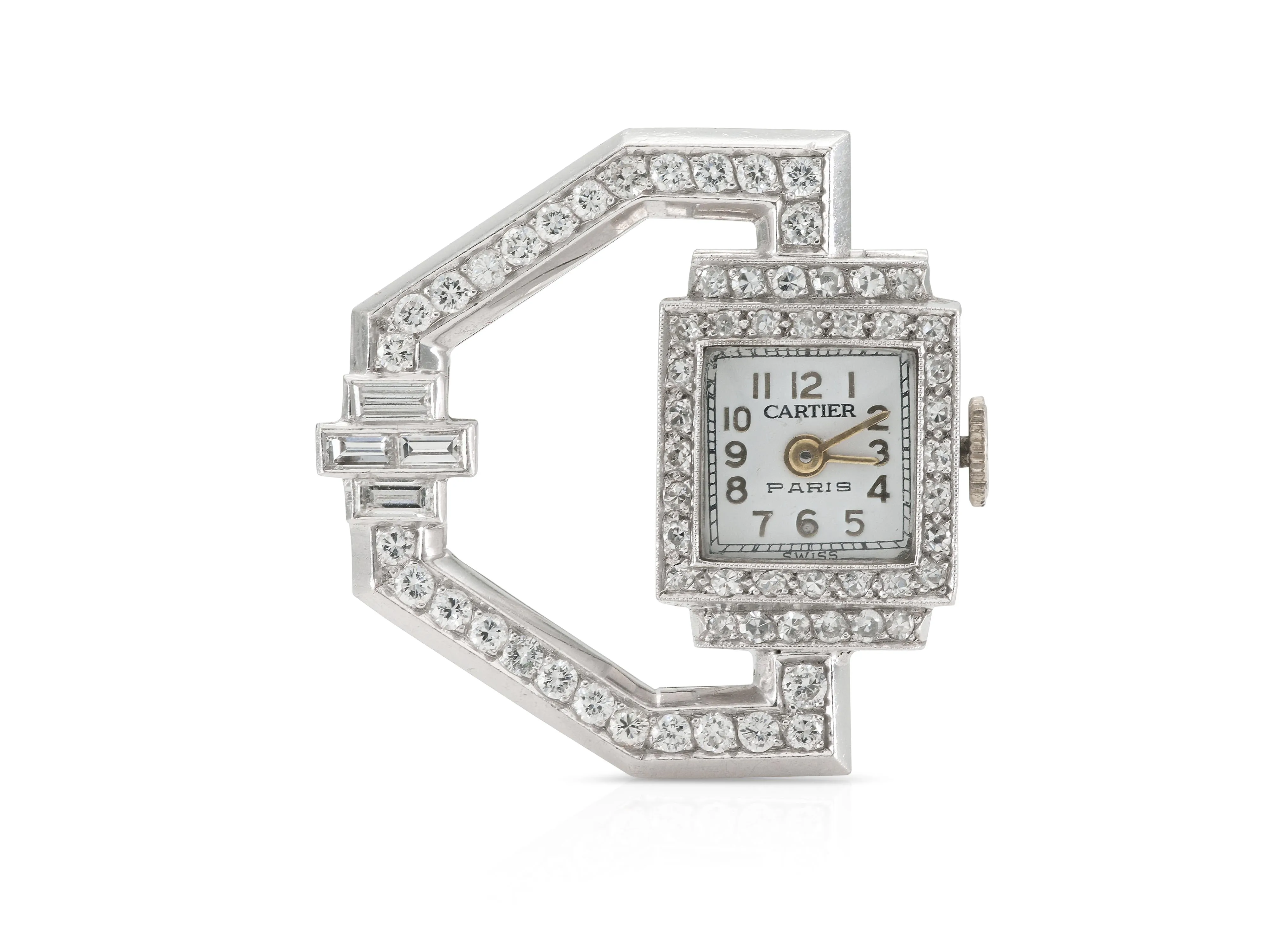 Antique Art Deco 1920s Cartier Diamond Watch Clip
