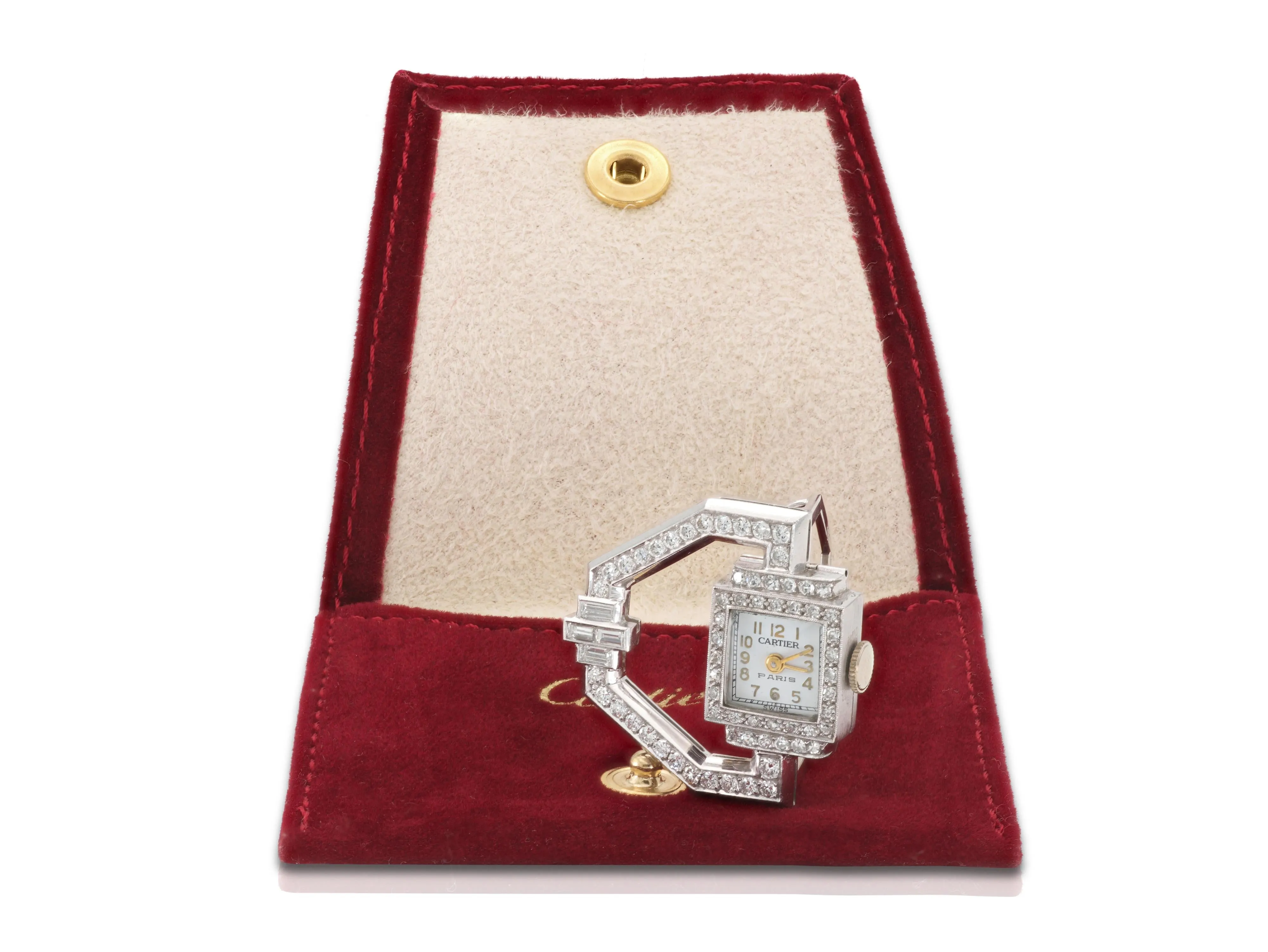 Antique Art Deco 1920s Cartier Diamond Watch Clip