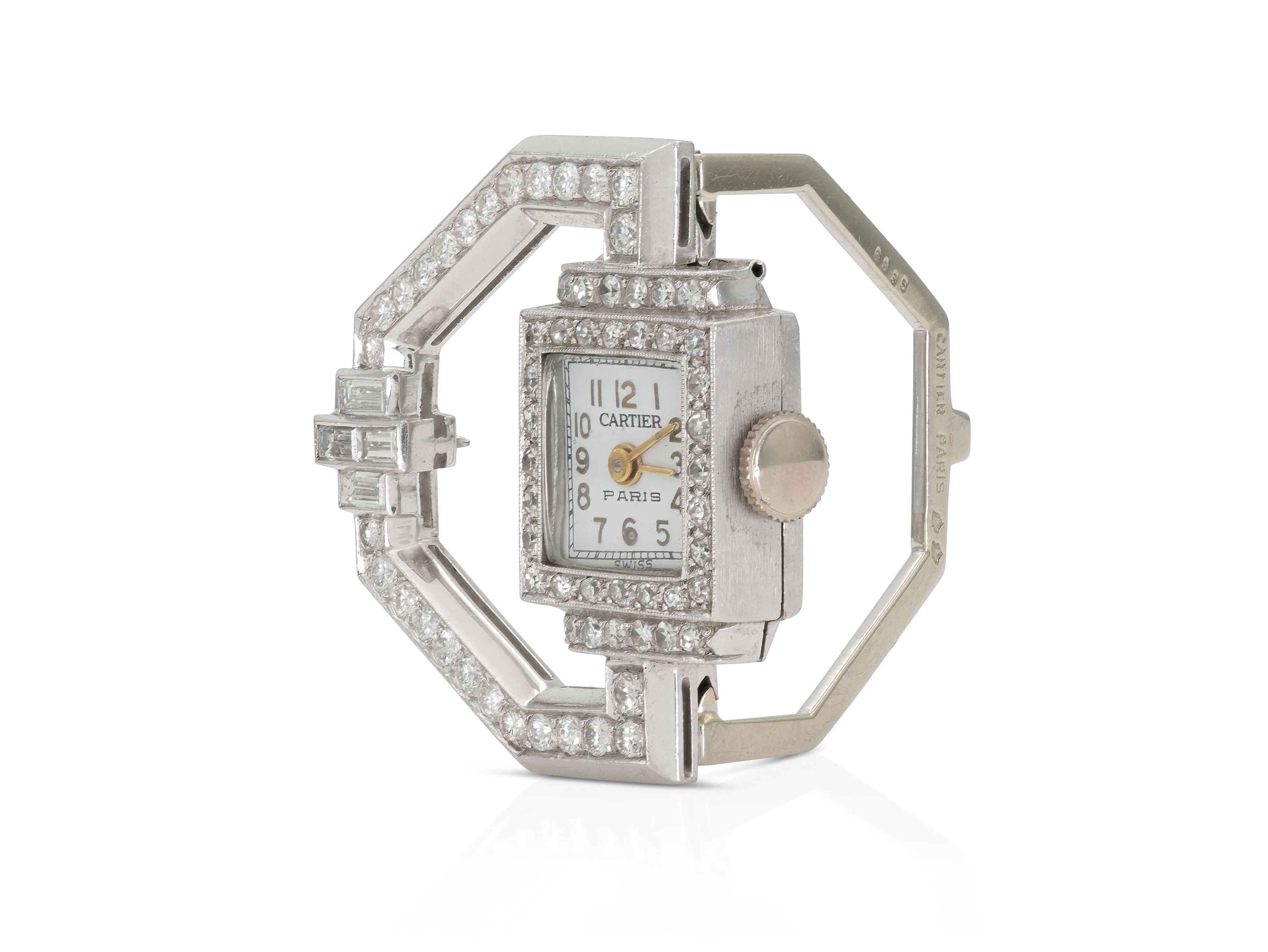 Antique Art Deco 1920s Cartier Diamond Watch Clip