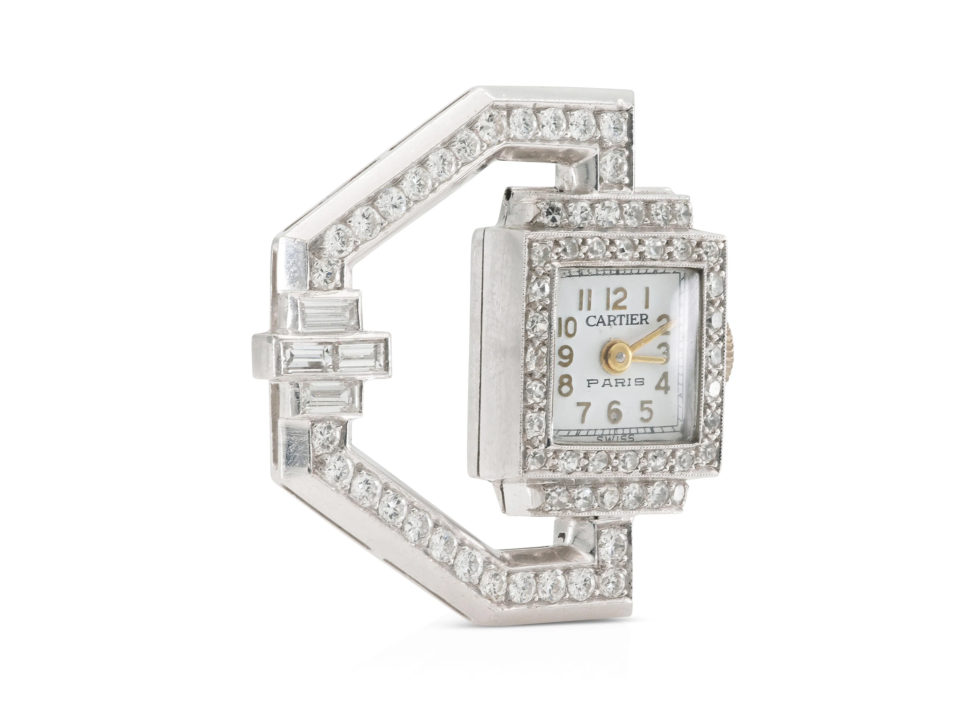 Antique Art Deco 1920s Cartier Diamond Watch Clip