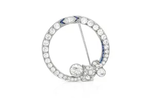 Antique Art Deco 1930s 3.50 Carat Diamond Circle Brooch
