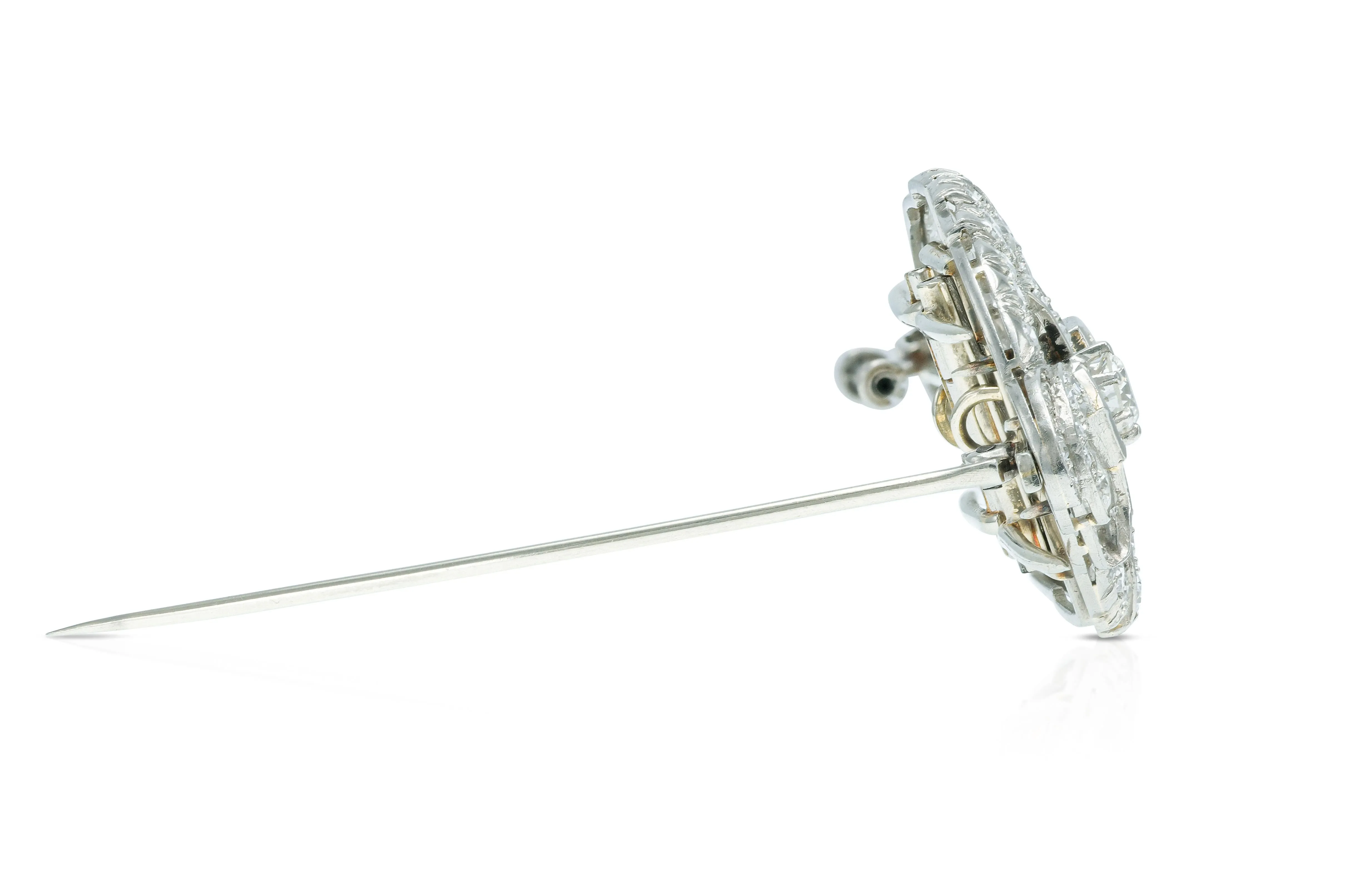 Antique Art Deco 1930s 6.00 Carat Diamond Double Clip Brooch