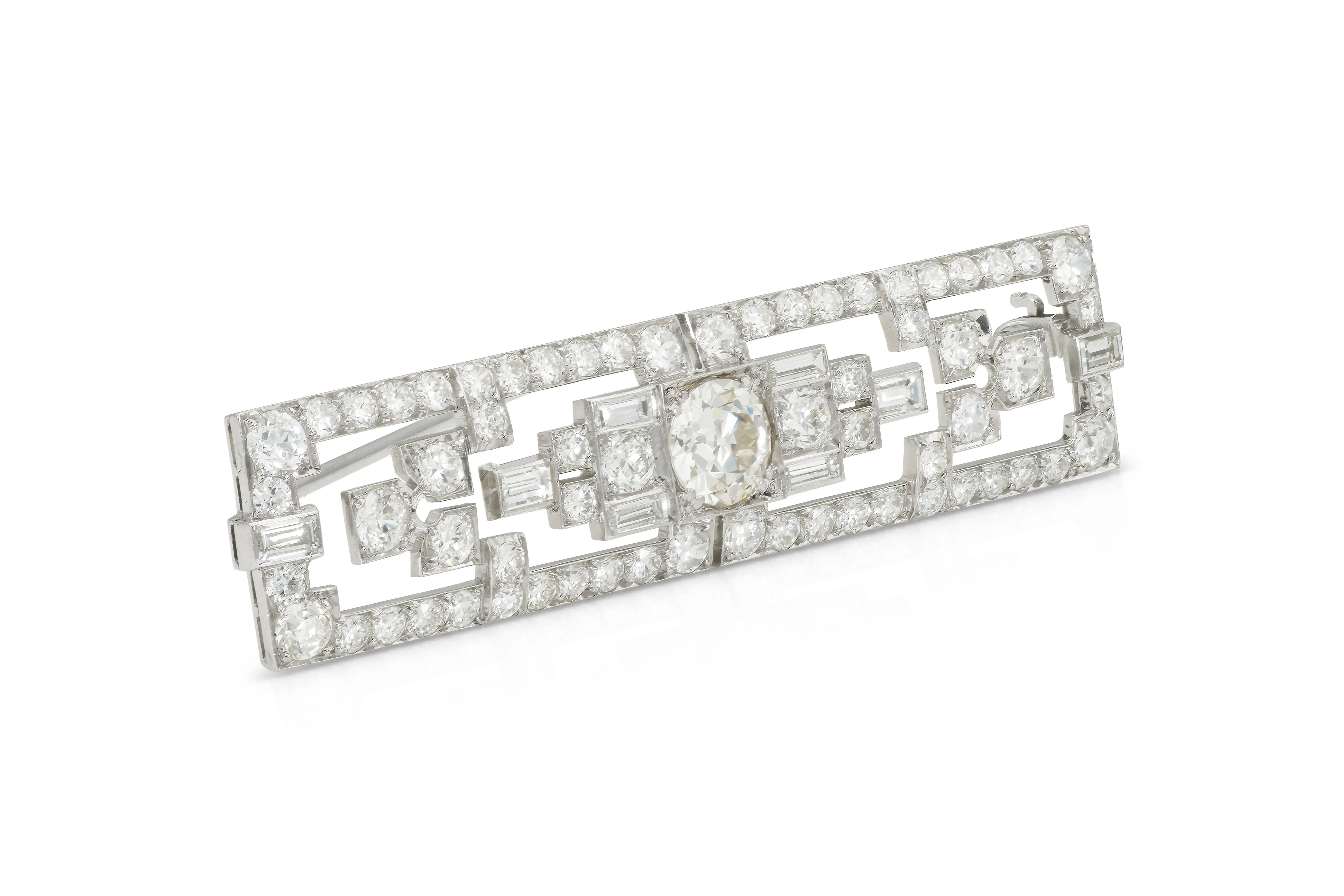 Antique Art Deco 1930s 6.50 Carat Diamond Brooch