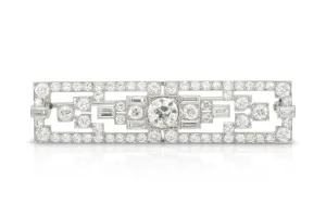 Antique Art Deco 1930s 6.50 Carat Diamond Brooch