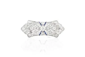 Antique Edwardian 1910s 3.00 Carat Diamond Brooch with Sapphires