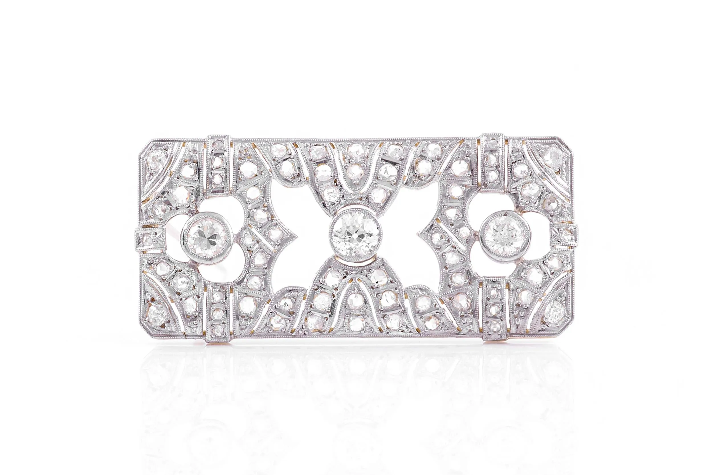 Antique Edwardian 1910s 3.00 Carat Old European Cut Diamond Brooch