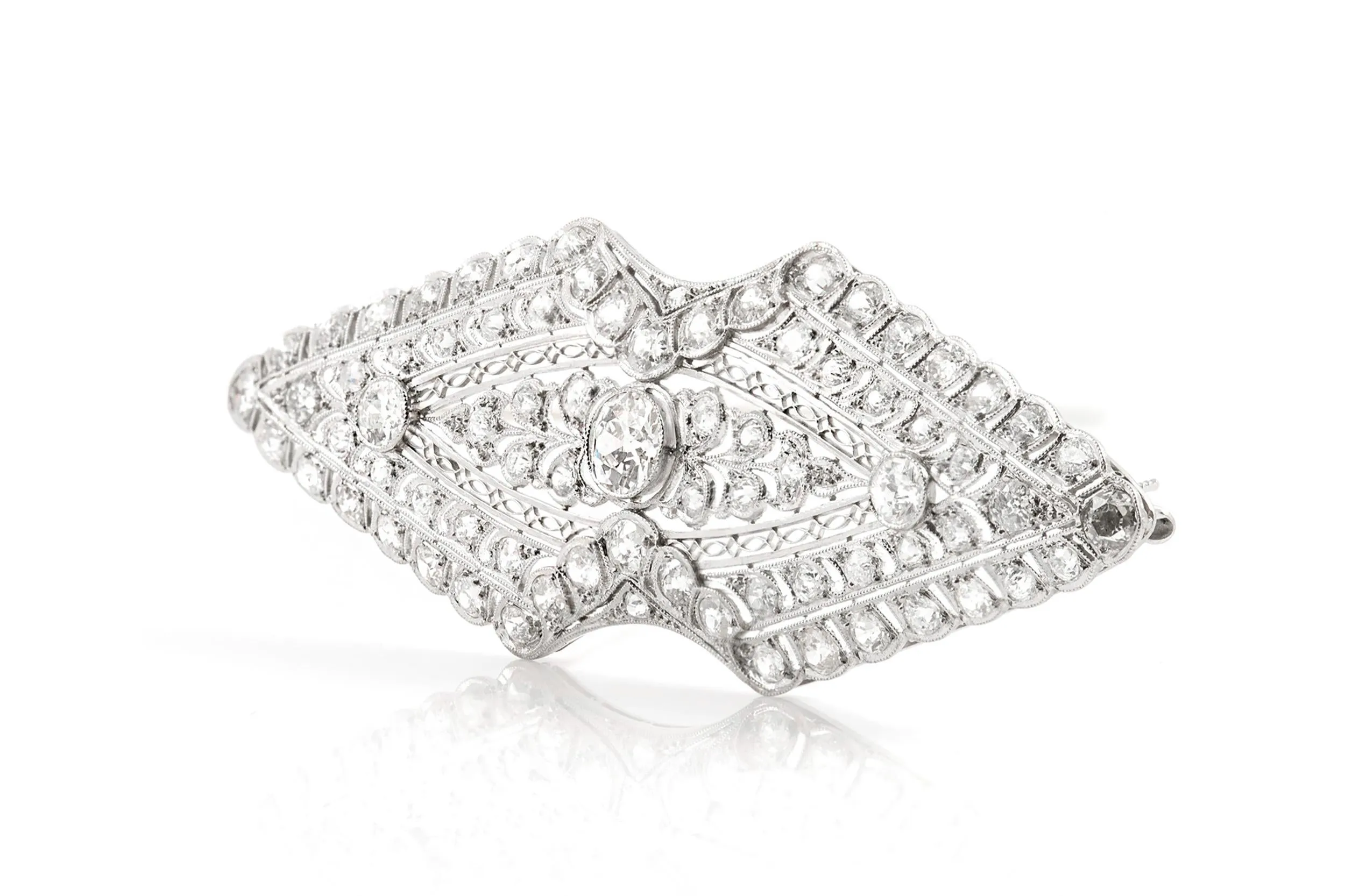 Antique Edwardian 1910s 7.00 Carat Diamond Brooch