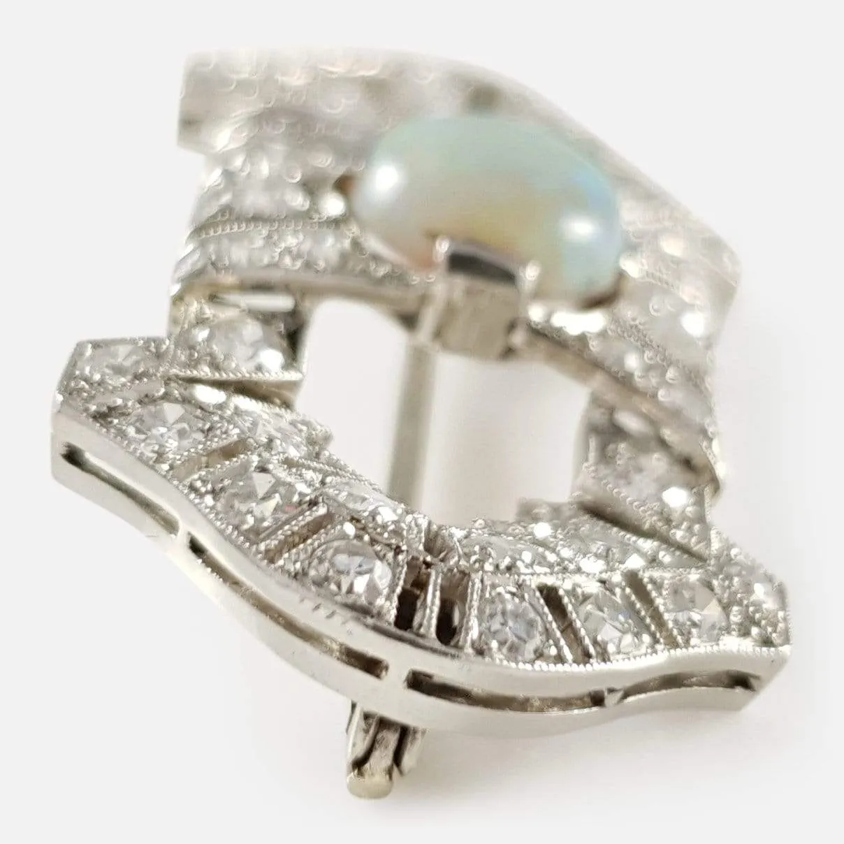 Art Deco Opal, Diamond, and Platinum Brooch
