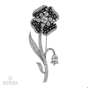 Art Deco Vintage Diamond Black Jade Brooch