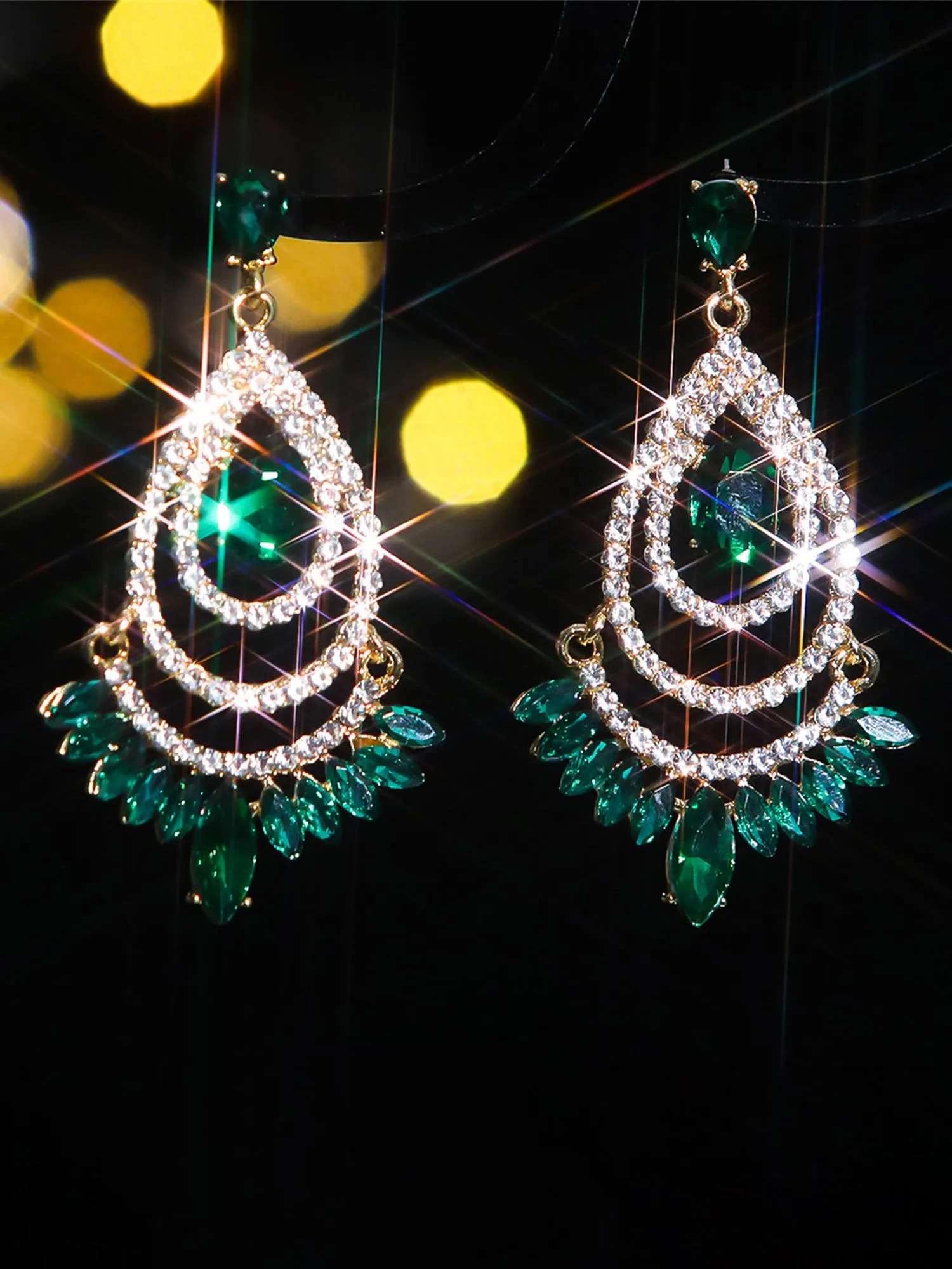 Asymmetrical Vibrant Glass Rhinestone Earrings