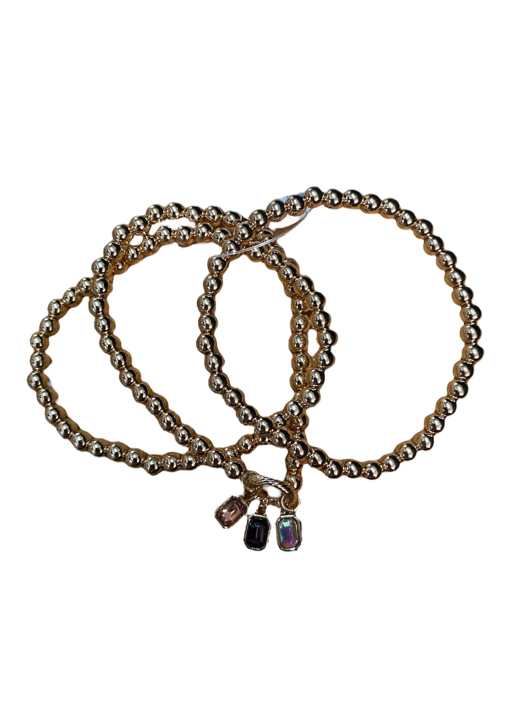 Beaded Bracelet Set with Rhinestone Pendants