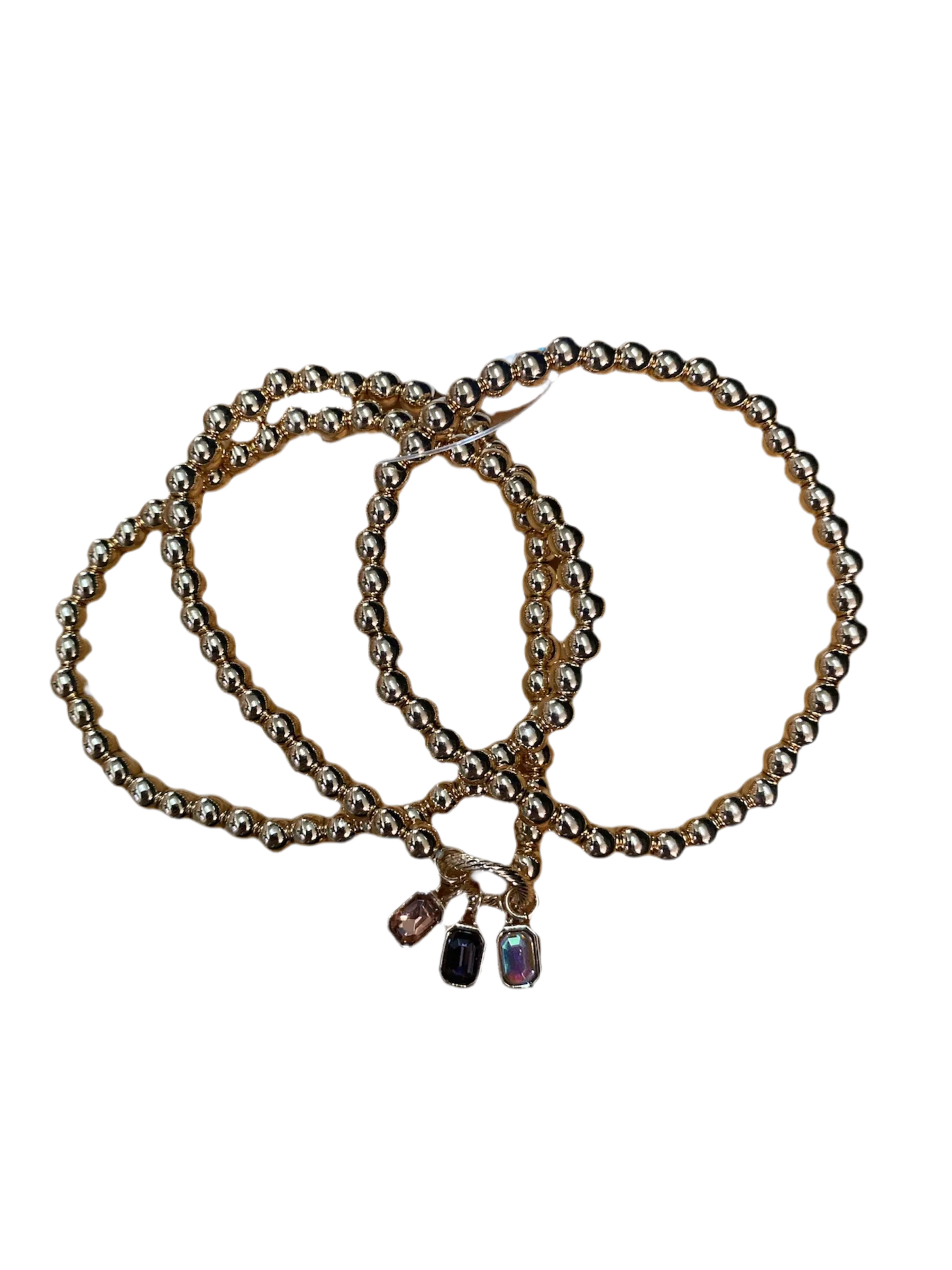 Beaded Bracelet Set with Rhinestone Pendants