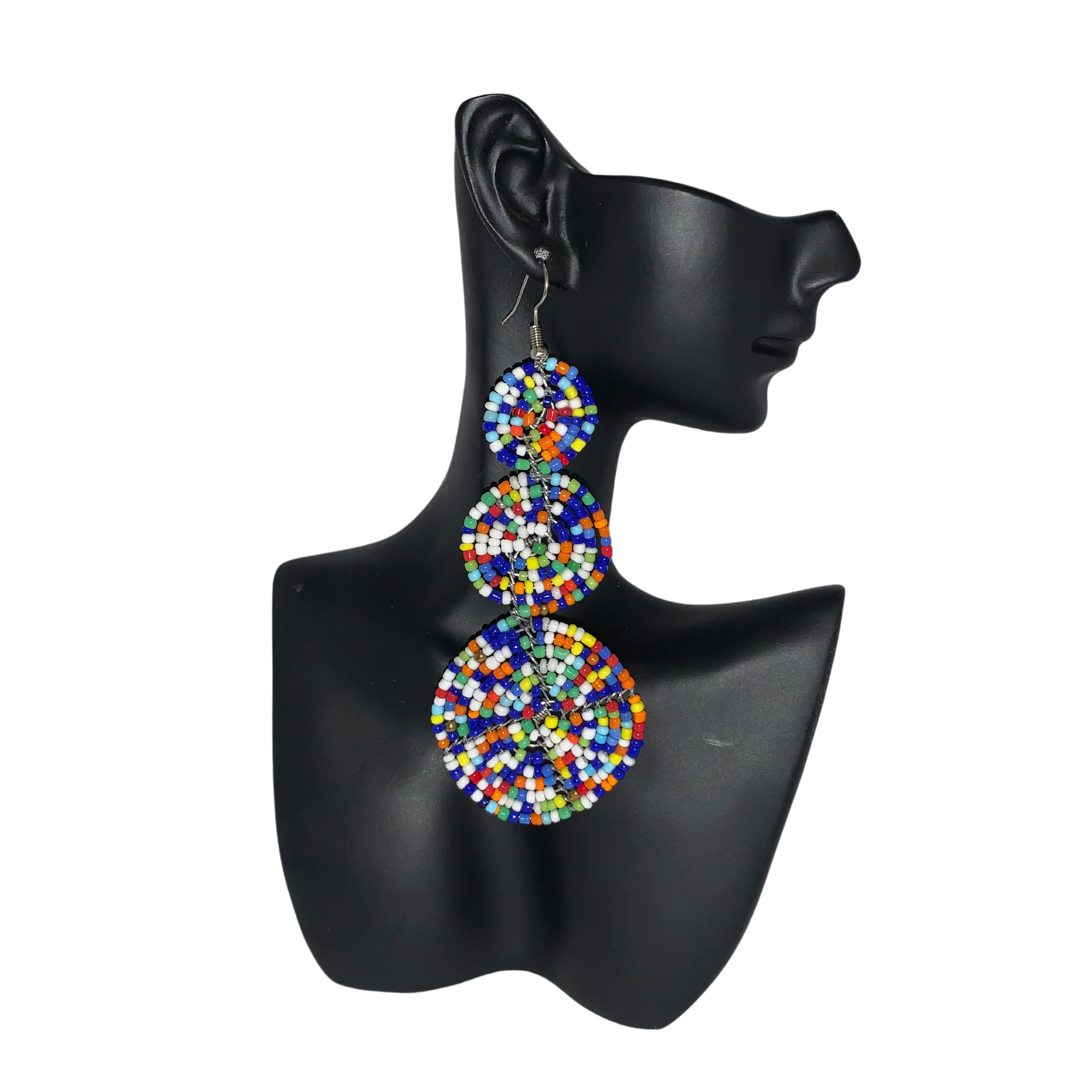 Beaded Maasai Triple Circle Earrings