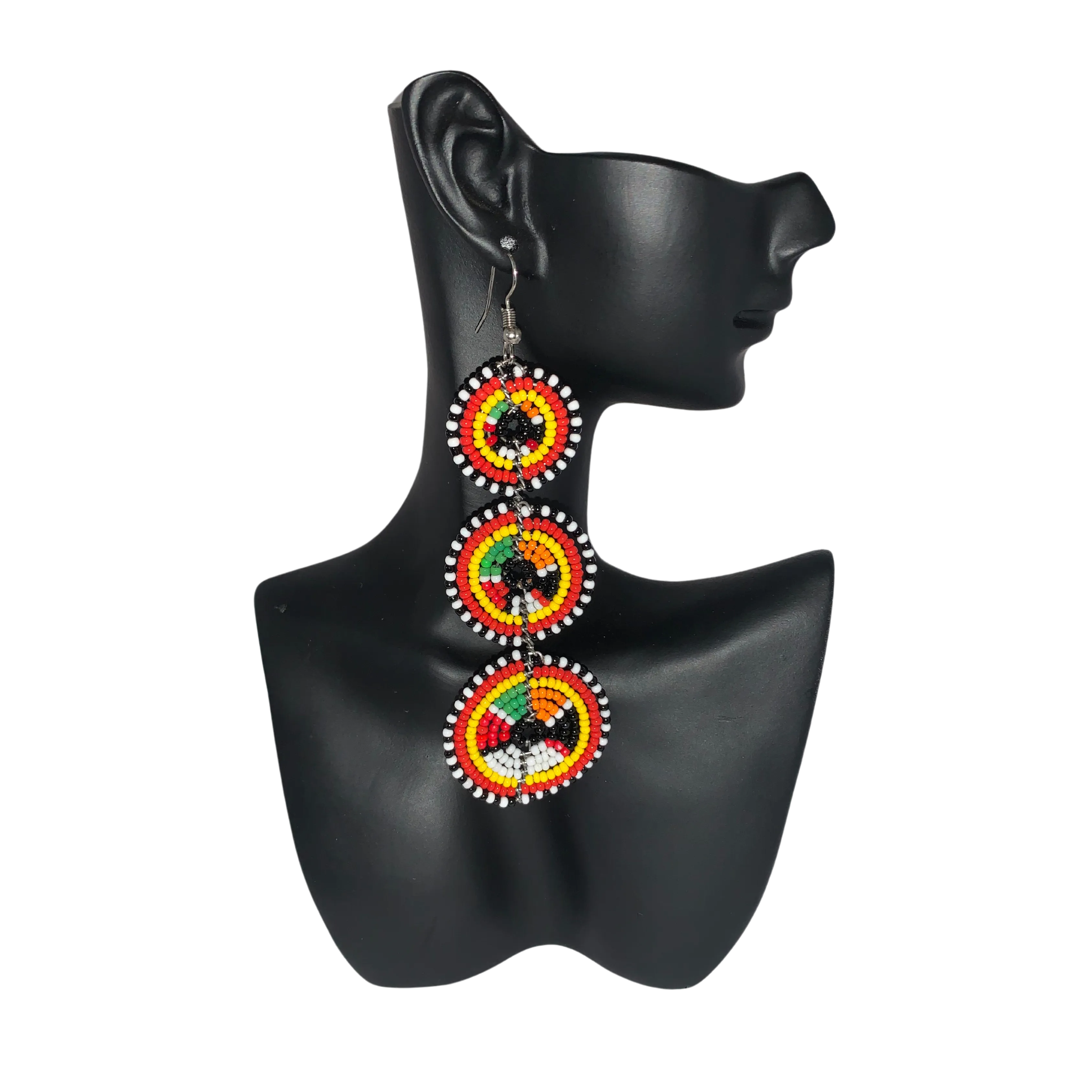 Beaded Maasai Triple Circle Earrings