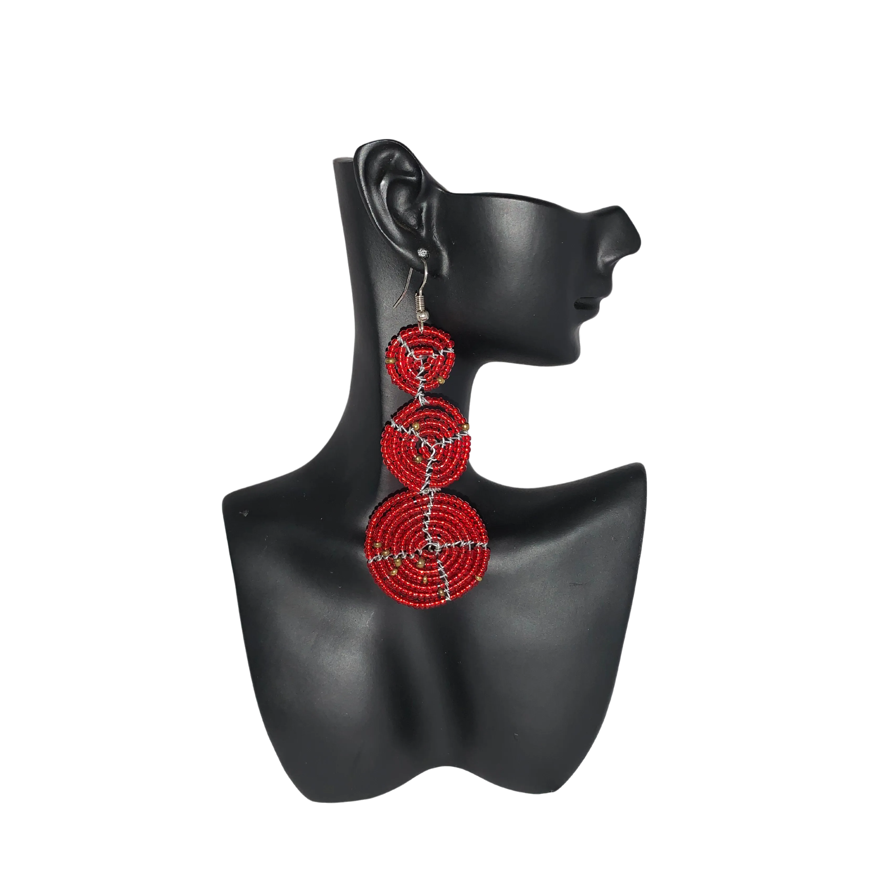 Beaded Maasai Triple Circle Earrings