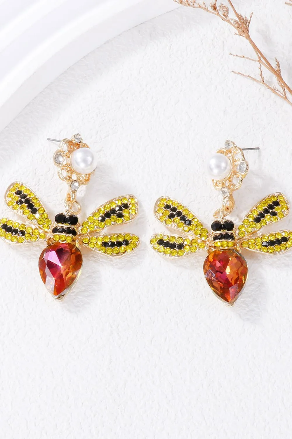 Bee Earrings - Vibrant Rhinestone Elegance | Unique Jewelry Statement